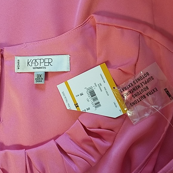 Kasper Woman Pink Satin Sleeveless Blouse Ruching - Picture 5 of 7